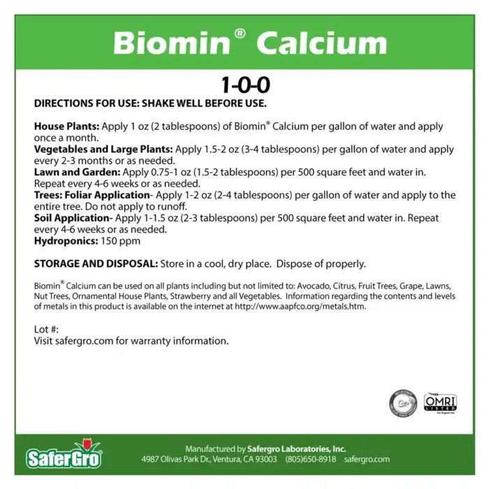 Biomin Calckum organic calcium label use guidelines