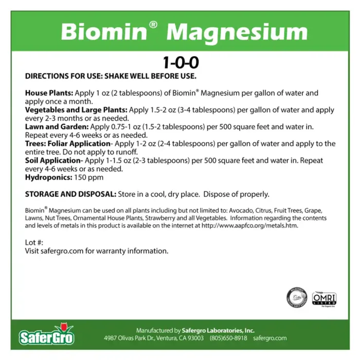 Biomin Magnesium organic Mg label use guidelines