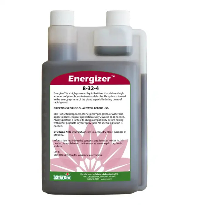 Energizer 8-32-4 liquid fertilizer bottle back