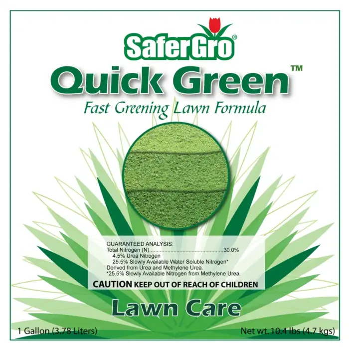 Quick Green 30-0-0 lawn & turf care fertilizer label guaranteed analysis