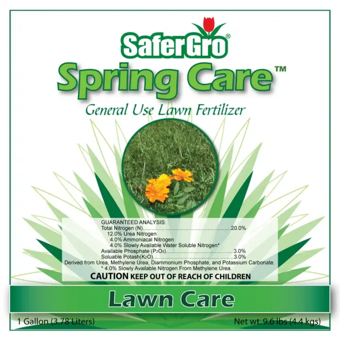 Spring Care 20-3-3 lawn & turf care fertilizer label guaranteed analysis