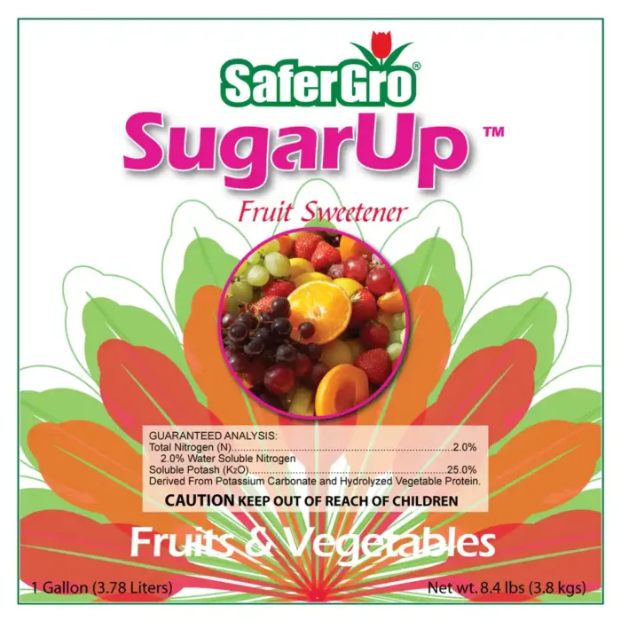 Sugar Up 2-0-25 fruit sweetener fertilizer label guaranteed analysis