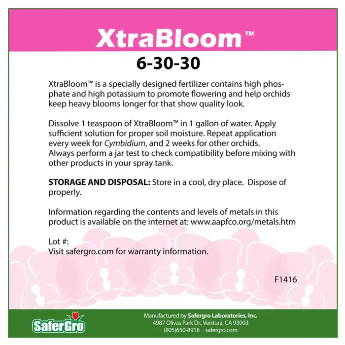 XtraBloom 6-30-30 soluble powder fertilizer use guidelines