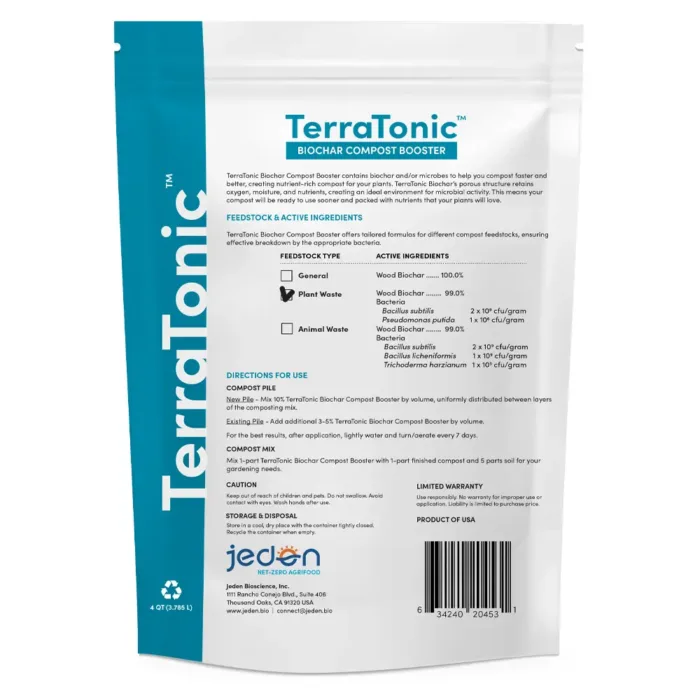 TerraTonic Biochar Compost Booster for composting Plant Waste