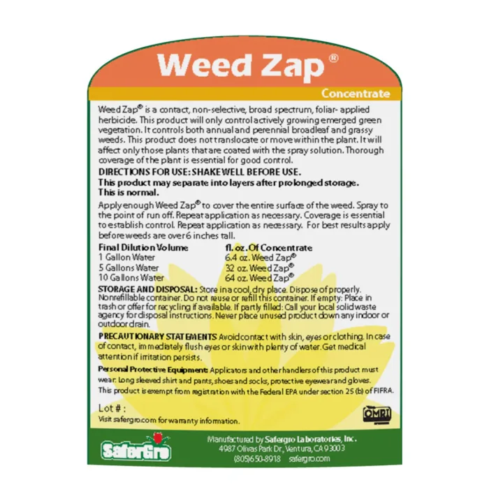 Weed Zap Organic Herbicide