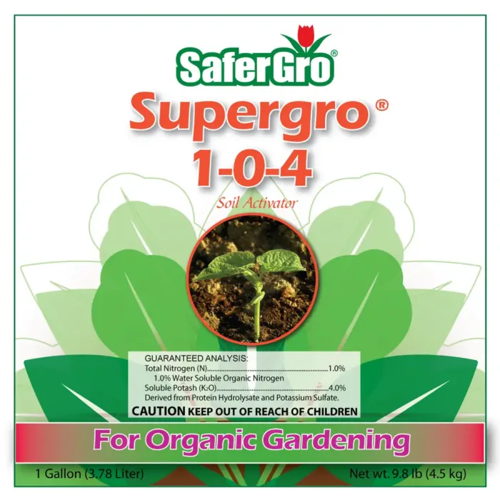 Supergro 1-0-4 soil activator label front