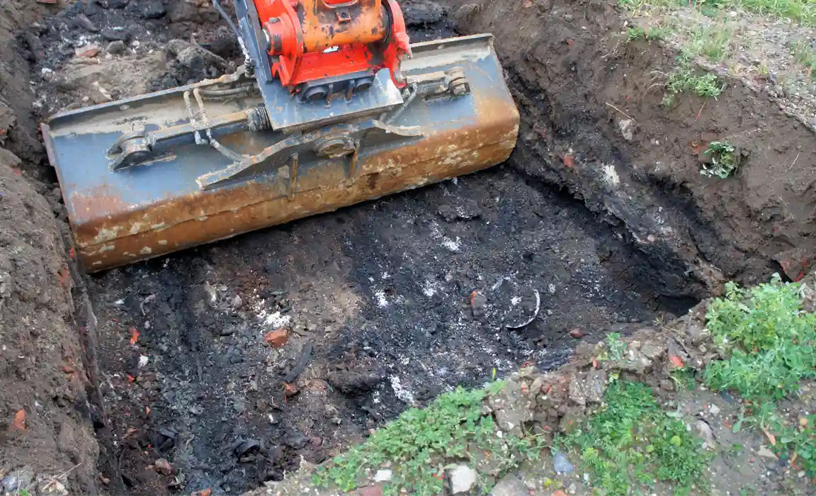 Garbage from a former garbage dump in the construction area (old landfill) found during excavation of the excavation pit.